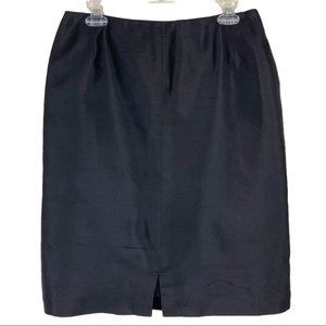Oscar de la Renta Black Silk Taffeta Pencil Skirt Womens Size M